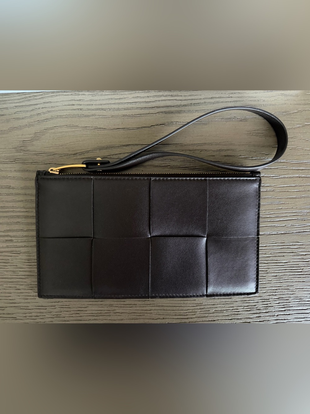Bottega Veneta Fondant Brown Intreccio Leather Wrist Pouch